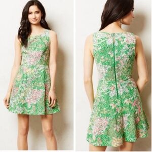 Anthropologie Maeve Green Floral Sequin Dress